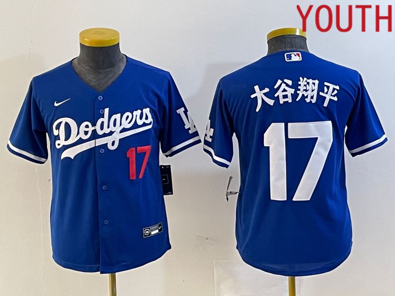 Youth Los Angeles Dodgers 17 Ohtani Blue Nike Game MLB Jersey style 4